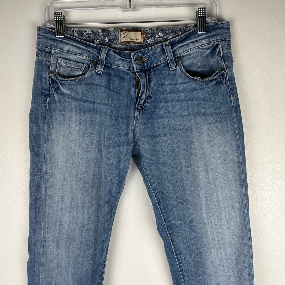 Paige Roxbury Low Rise Peg Leg Jeans Skinny Light Blue Denim Pockets 29 Casual - Picture 2 of 11